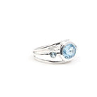 Topaz (Blue) ring #R554 angled to reveal its polished setting and silver band — Eternal Spirit