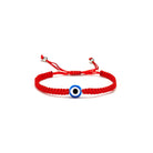 Evil Eye Protection bracelet in Red, beaded with watchful eye motifs — Eternal Spirit