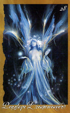 The Faerie's Oracle deck, Penelope Dreamweaver card with ethereal blue faerie figure in light — Eternal Spirit