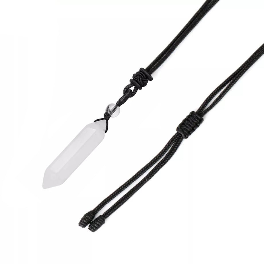 double terminated Quartz (Clear) necklace, angled view showing crystal point detail — Eternal Spirit
