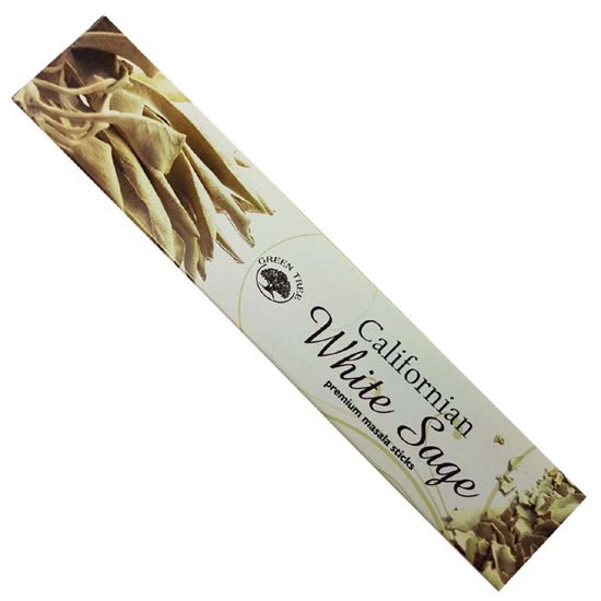 incense sticks - green tree "white sage (californian)", aromatic herbal bundle on white background — Eternal Spirit