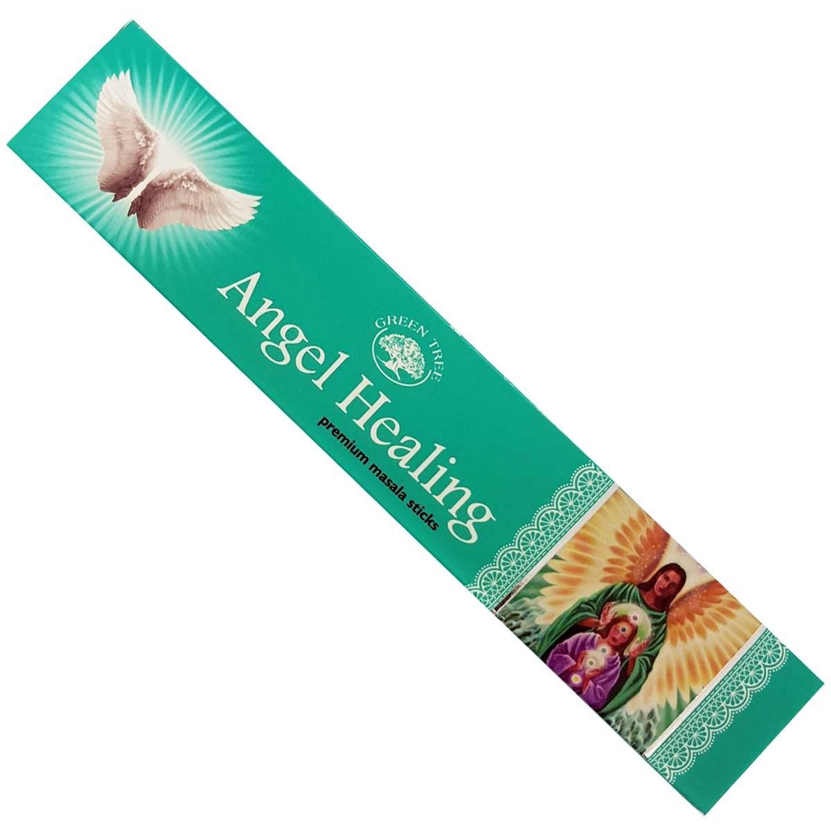 incense sticks - green tree "angel healing, artisan packaging on white background — Eternal Spirit