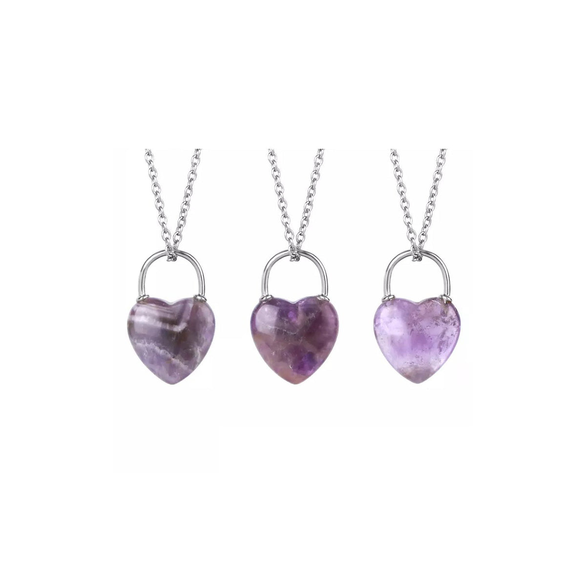 heart lock pendant in Amethyst, showing natural stone detail — Eternal Spirit