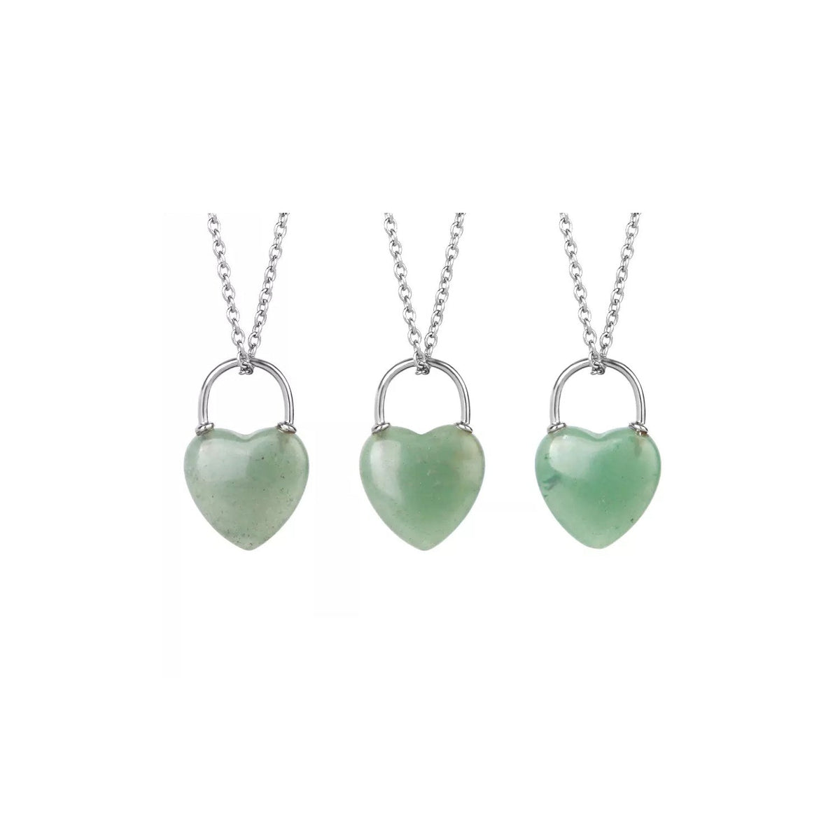 heart lock pendant in Aventurine (Green), showing natural stone detail — Eternal Spirit
