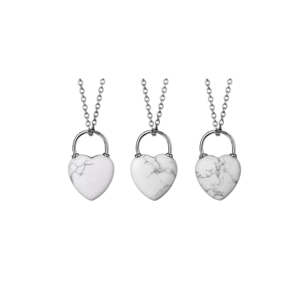 heart lock pendant in Howlite, showing natural stone detail — Eternal Spirit
