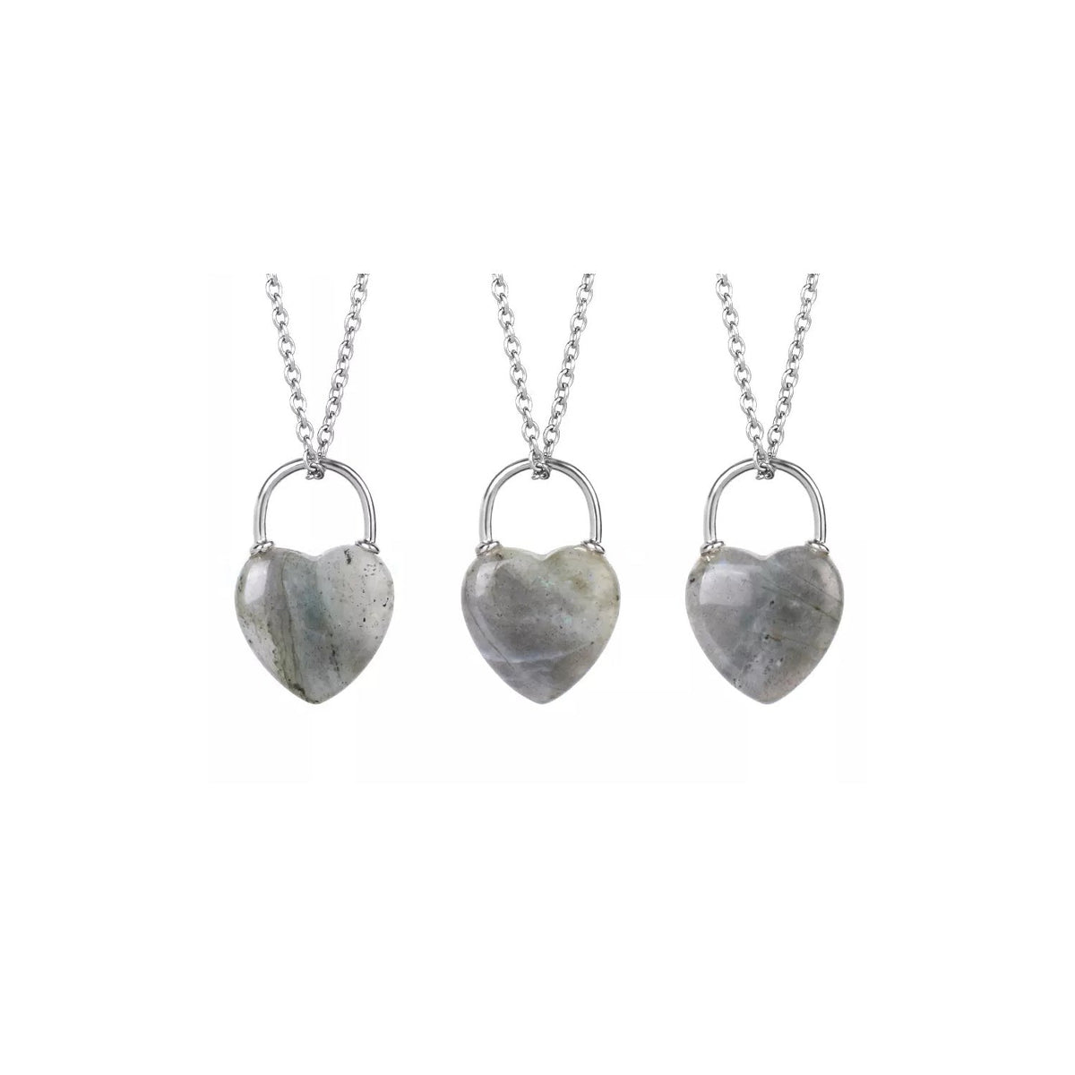 heart lock pendant in Labradorite, showing natural stone detail — Eternal Spirit