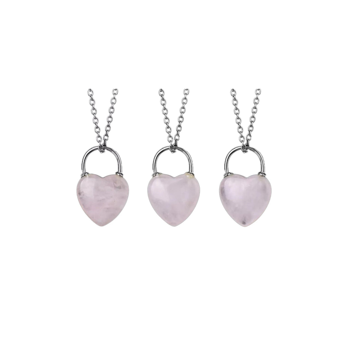 heart lock pendant in Quartz (Rose), showing natural stone detail — Eternal Spirit