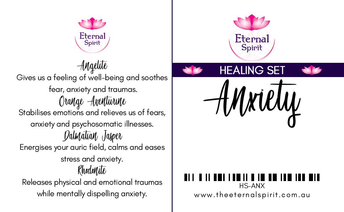 Crystals from Anxiety healing set displayed on surface — Eternal Spirit