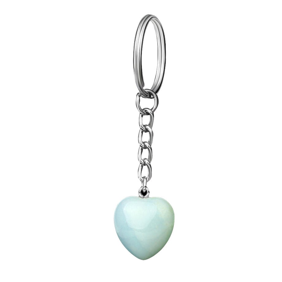Sea-Green Amazonite heart crystal key ring — Eternal Spirit