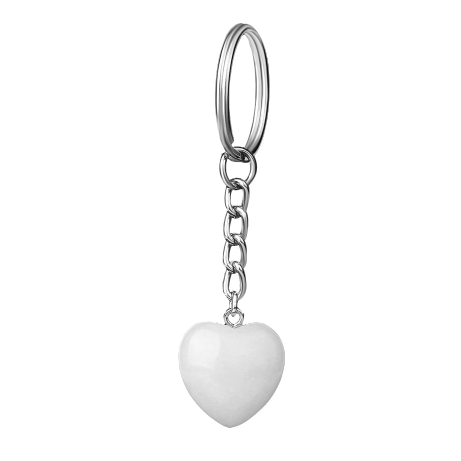 Crystalline Clear Quartz (Clear) heart crystal key ring — Eternal Spirit