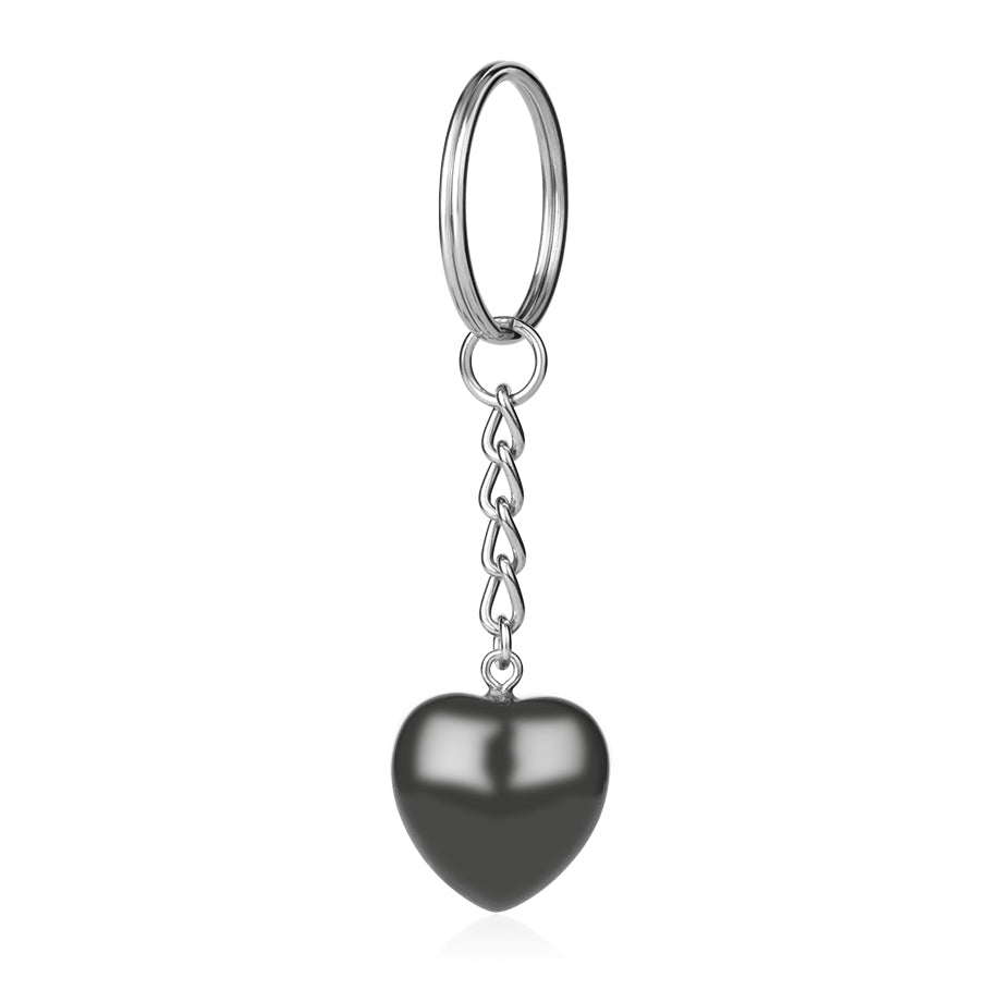 Silvery Metallic Hematite heart crystal key ring — Eternal Spirit