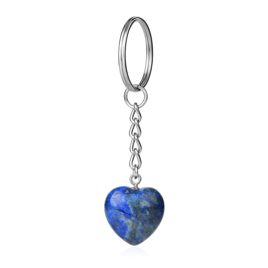 Deep Royal Blue Lapis Lazuli heart crystal key ring — Eternal Spirit