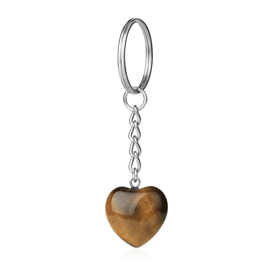 Golden-Banded Tiger Eye (Yellow) heart crystal key ring — Eternal Spirit