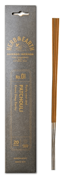 incense sticks - herb & earth "patchouli", artisan packaging on white background — Eternal Spirit
