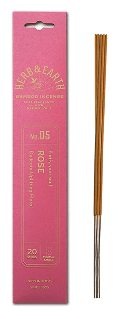 incense sticks - herb & earth "rose", artisan packaging on white background — Eternal Spirit