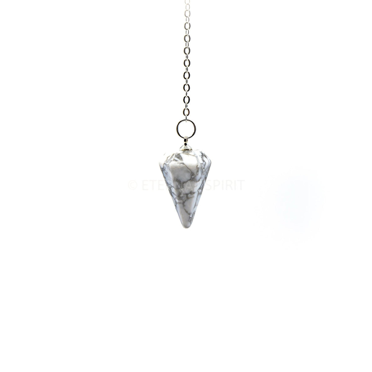 Creamy White Howlite small faceted pendulum on silver chain — Eternal Spirit