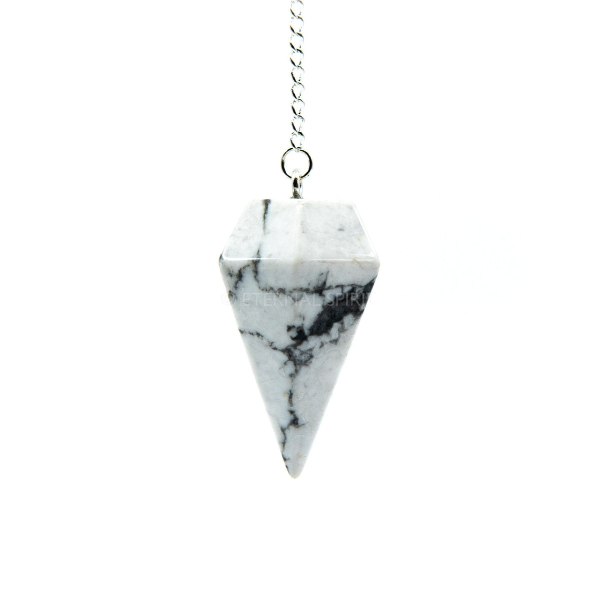 Creamy White Howlite large faceted pendulum on silver chain — Eternal Spirit