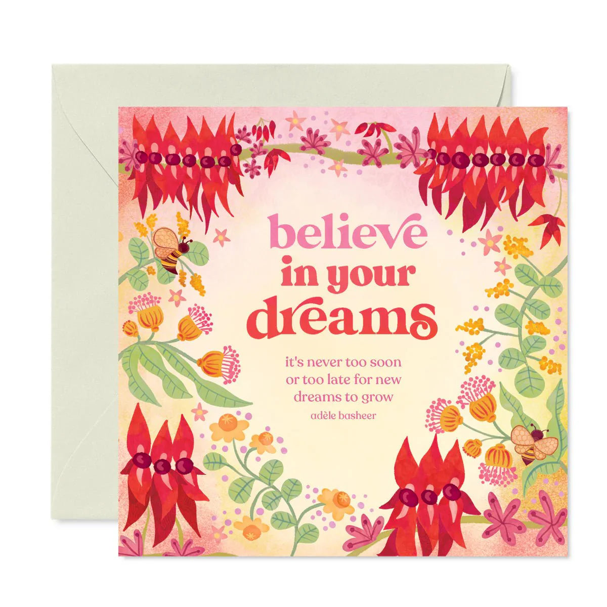 Intrinsic Blissful Blooms Believe In Your Dreams card, lush botanical artwork — Eternal Spirit