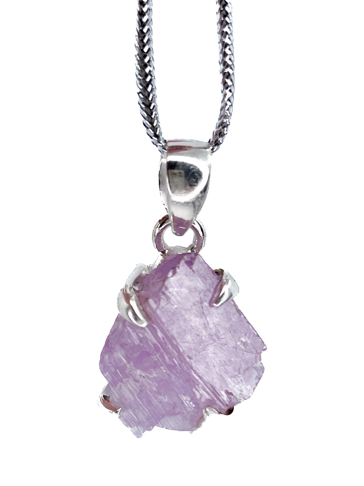 kunzite rough pendant with sterling silver bail — Eternal Spirit
