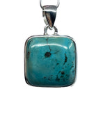 turquoise cabochon square pendant, front view showing natural stone face — Eternal Spirit