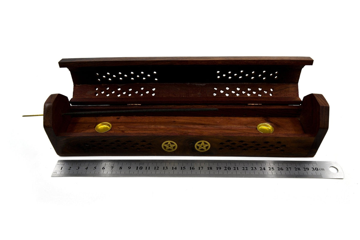 Natural wooden Skull incense box, carved lid — Eternal Spirit