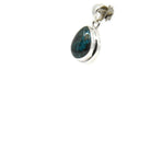 chrysocolla cabochon teardrop pendant, side view with silver bail and natural stone edge — Eternal Spirit