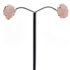 quartz (rose) natural studs earrings in silver setting, white background — Eternal Spirit