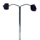 amethyst natural studs earrings with silver setting on white background — Eternal Spirit
