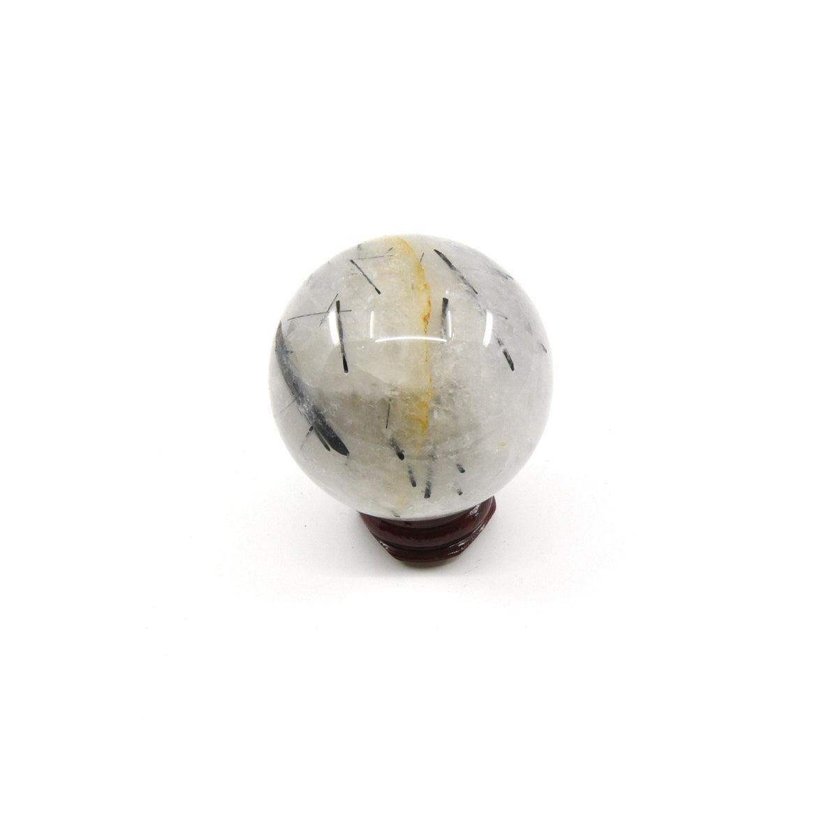 Tourmalinated Quartz with dark needles sphere #1471, showing depth and lustre — Eternal Spirit