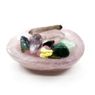 gentle pink Rose Quartz crystal bowl #1529, showing natural base formation — Eternal Spirit