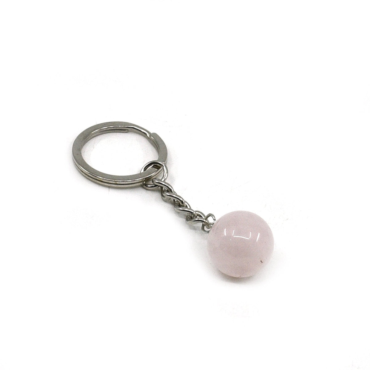 Soft Pink Quartz (Rose) sphere crystal key ring — Eternal Spirit