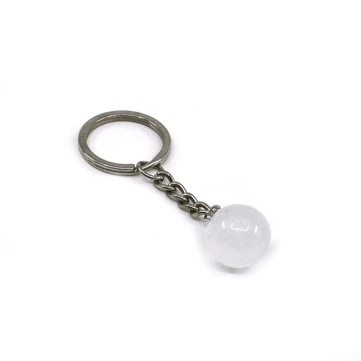 Crystalline Clear Quartz (Clear) sphere crystal key ring — Eternal Spirit