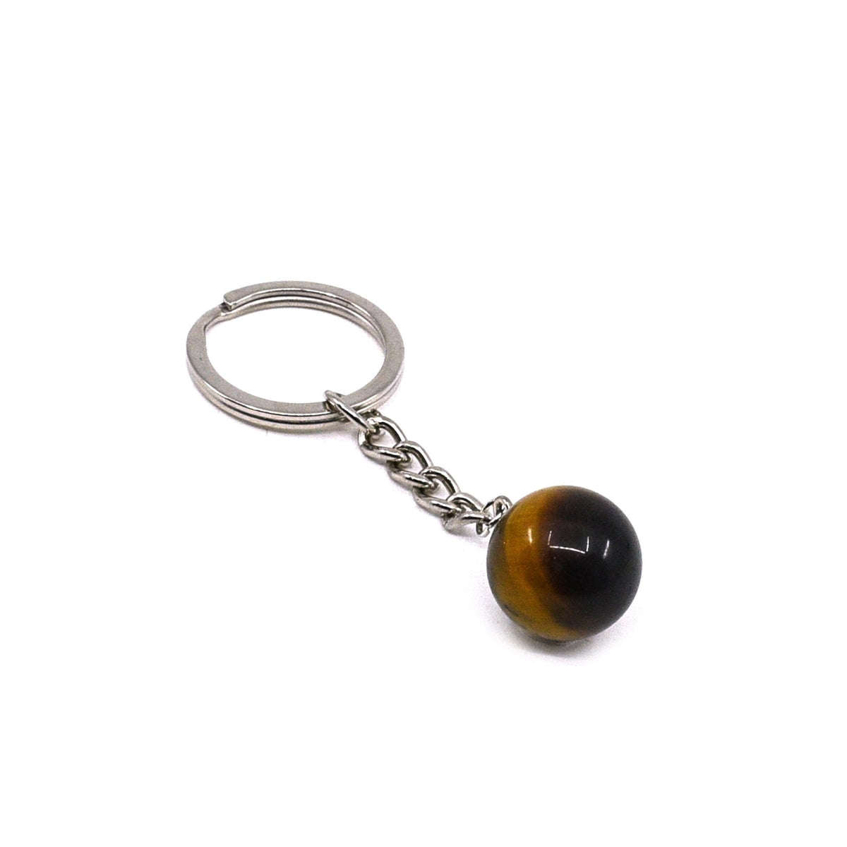 Golden-Banded Tiger Eye (Yellow) sphere crystal key ring — Eternal Spirit