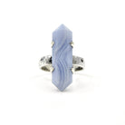soft blue Agate (Blue Lace) crystal ring viewed from above, size O/P #R651 — Eternal Spirit