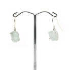 aquamarine natural earrings with silver setting, studio white backdrop — Eternal Spirit