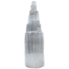luminous white Selenite crystal lamp (L), overhead view of carved form — Eternal Spirit