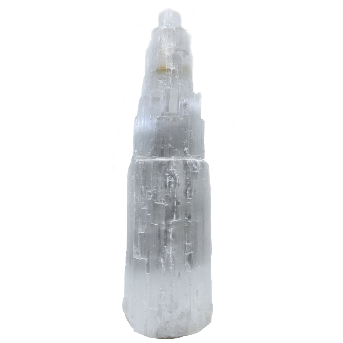luminous white Selenite crystal lamp (L), base and cord detail — Eternal Spirit