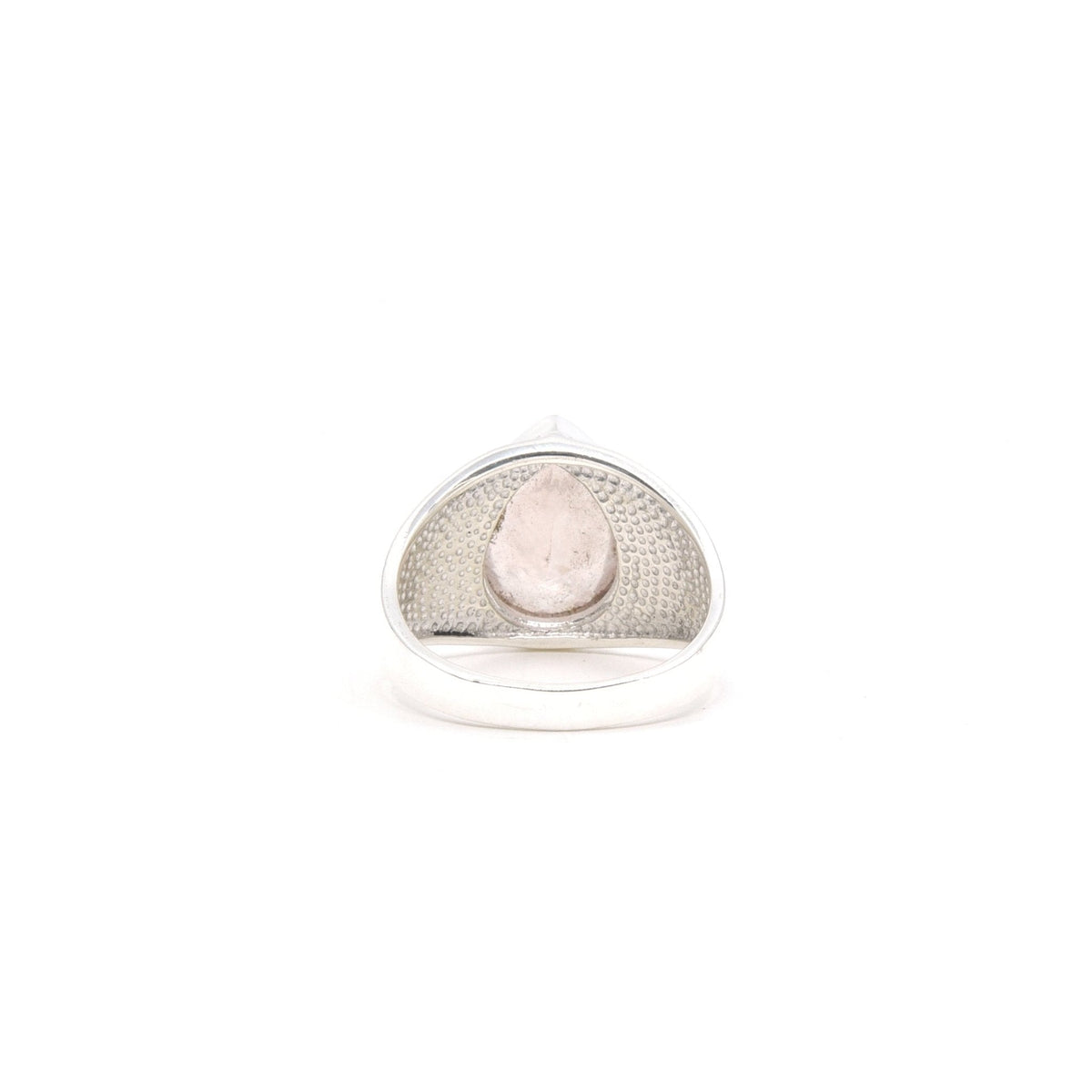 reverse of Quartz (Rose) ring #R301 showing the inner sterling silver band — Eternal Spirit
