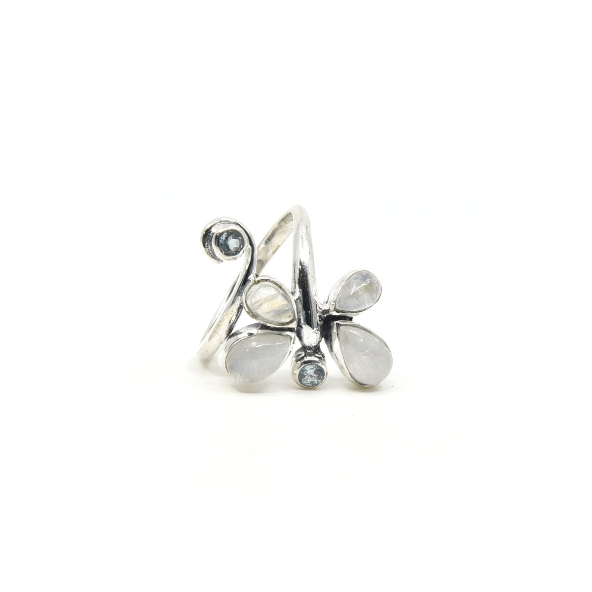 ethereal Moonstone (Rainbow) crystal ring viewed from above, size P #R308 — Eternal Spirit