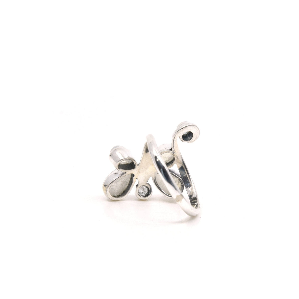 reverse of Moonstone (Rainbow) ring #R308 showing the inner sterling silver band — Eternal Spirit