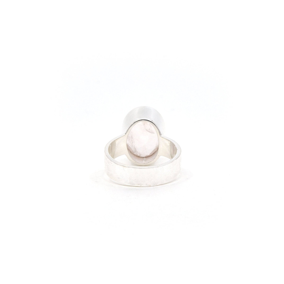 reverse of Quartz (Rose) ring #R316 showing the inner sterling silver band — Eternal Spirit