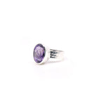 elegant side profile of Amethyst ring #R318, the gemstone catching light — Eternal Spirit
