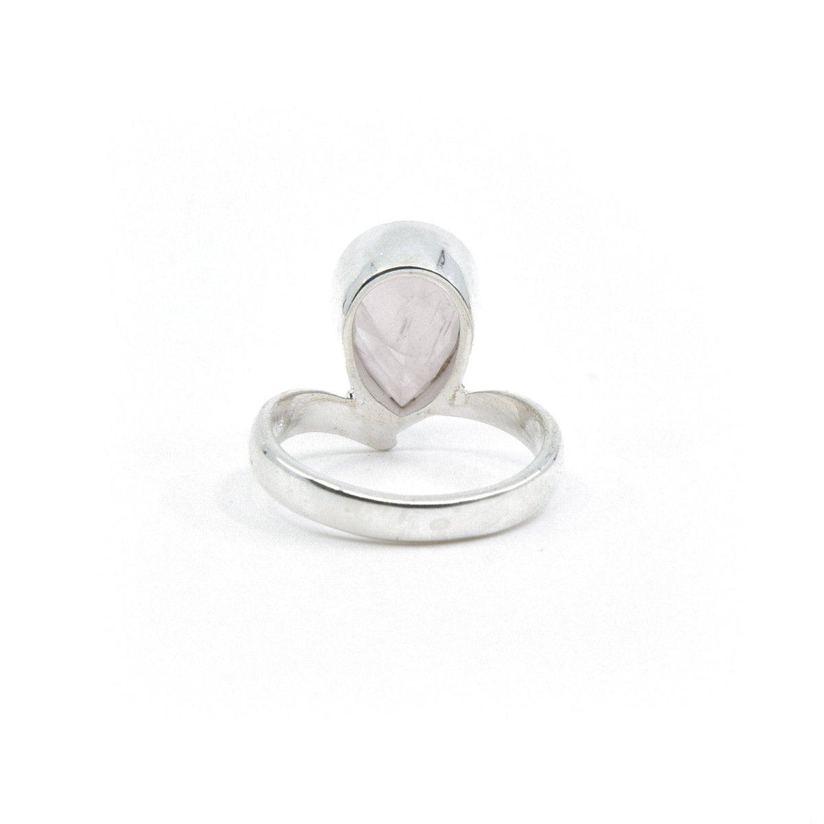 reverse of Quartz (Rose) ring #R372 showing the inner sterling silver band — Eternal Spirit