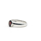 elegant side profile of Garnet ring #R421, the gemstone catching light — Eternal Spirit