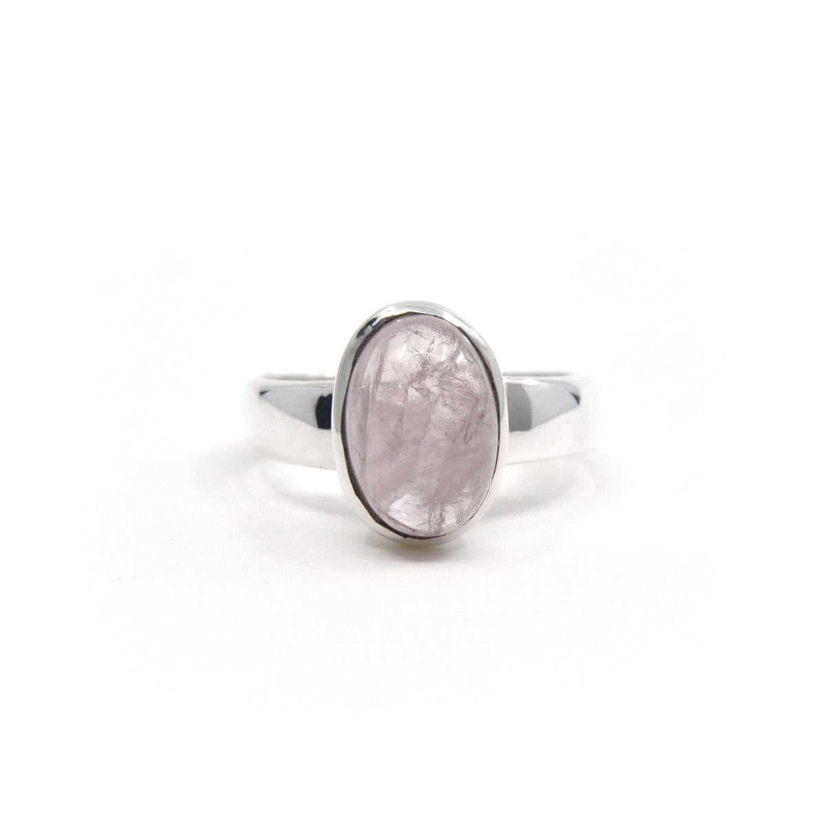rosy pink Morganite crystal ring viewed from above, size R #R436 — Eternal Spirit