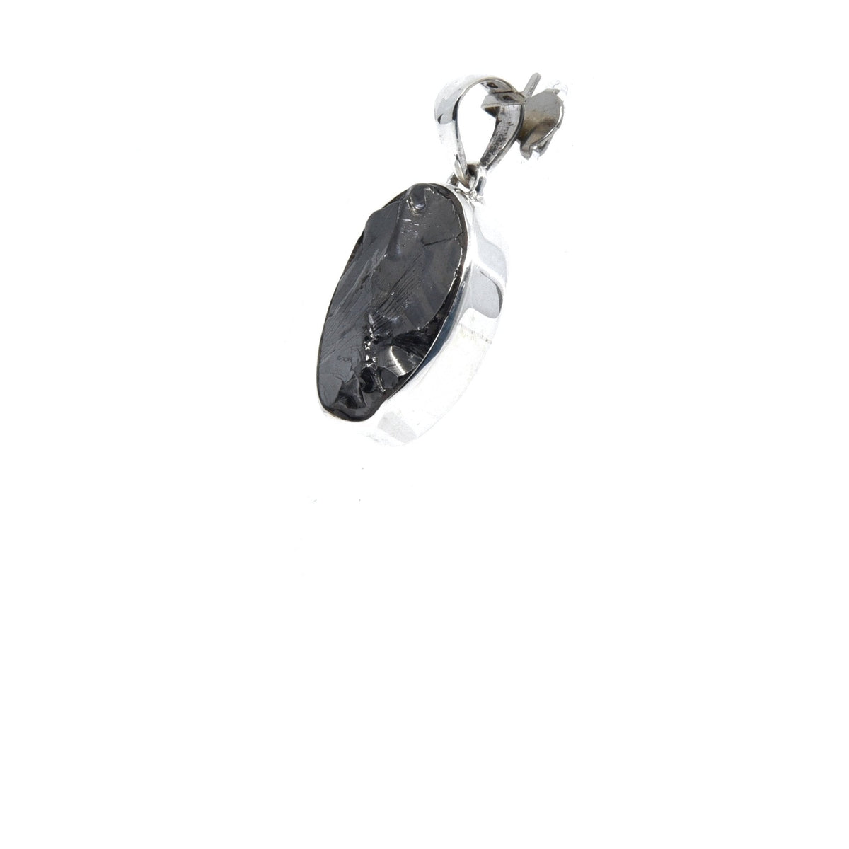 shungite (elite) natural pendant, angled perspective with bail and stone contours — Eternal Spirit
