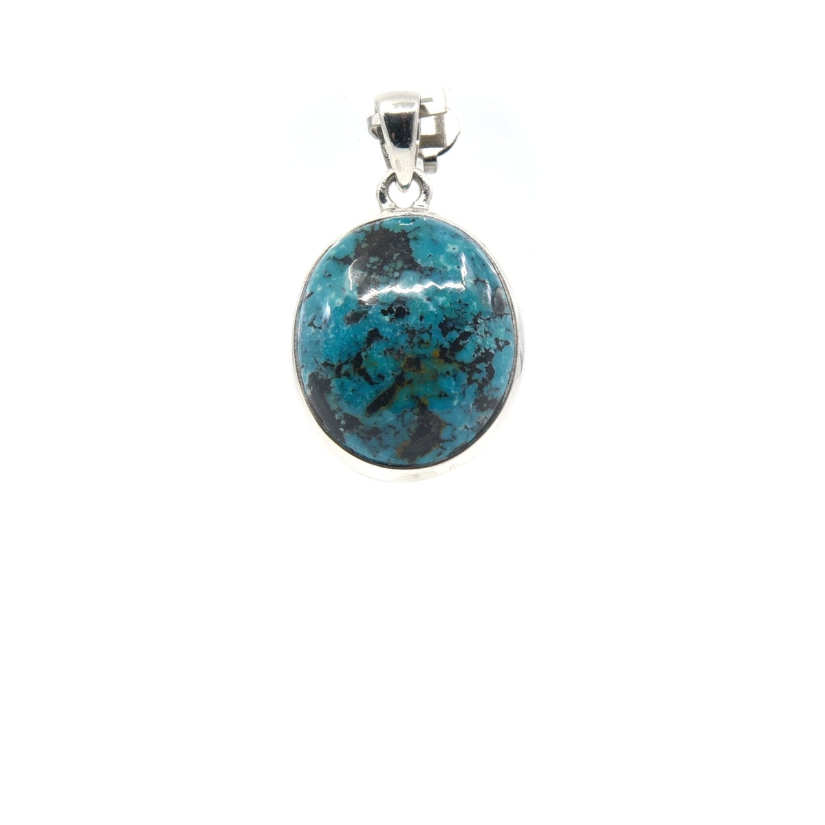 turquoise cabochon oval pendant, front view highlighting unique stone patterns — Eternal Spirit