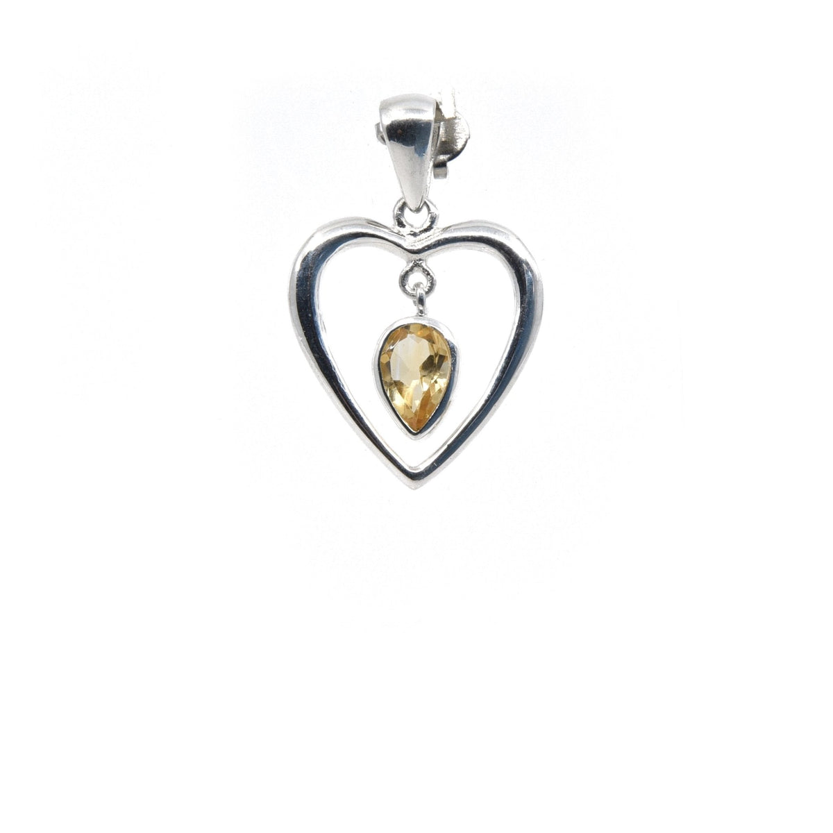 citrine heart pendant, front view showing natural stone face — Eternal Spirit