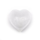 luminous white Selenite charging bowl with Heart design, showing depth and lustre — Eternal Spirit
