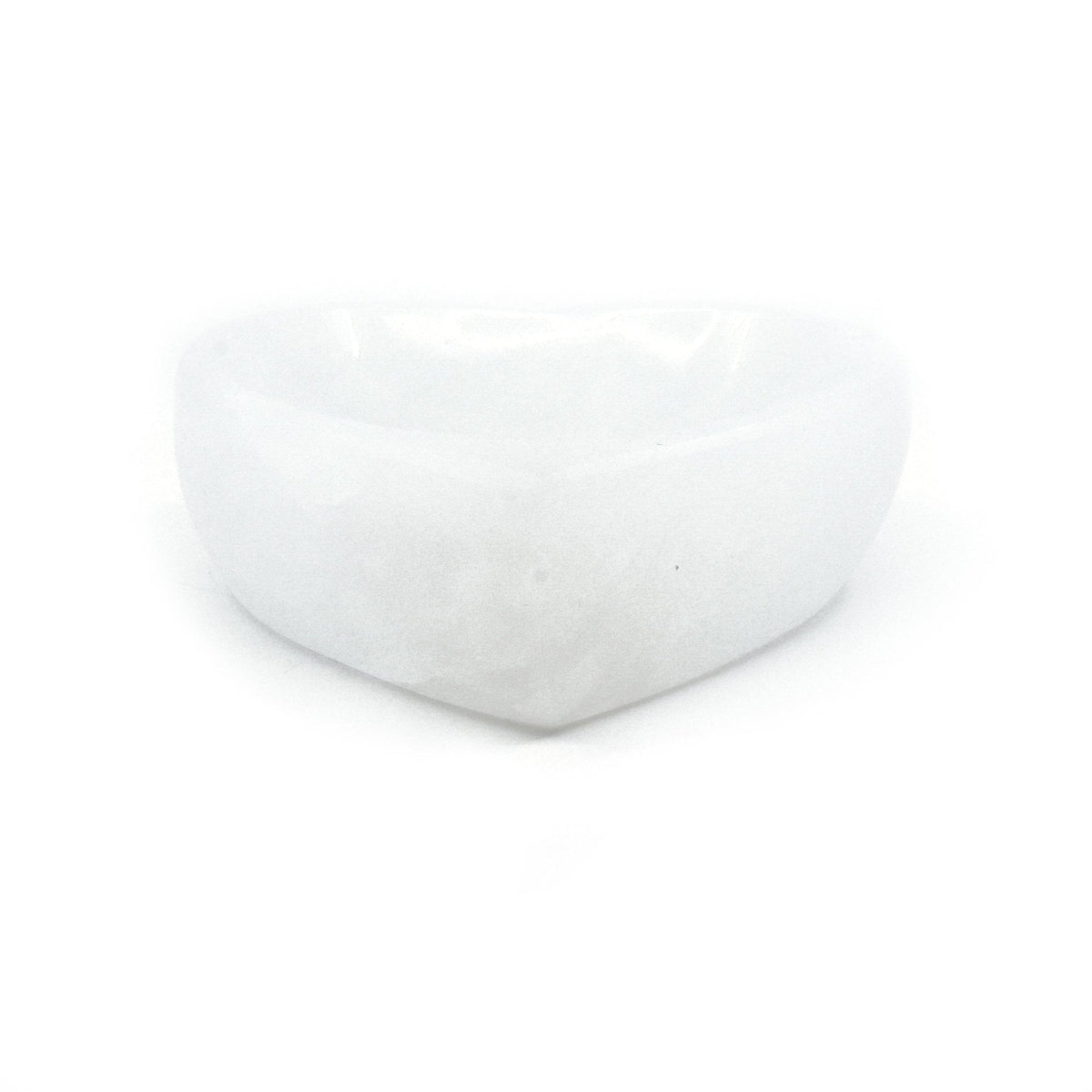 luminous white Selenite charging bowl with Heart design, showcasing natural beauty — Eternal Spirit